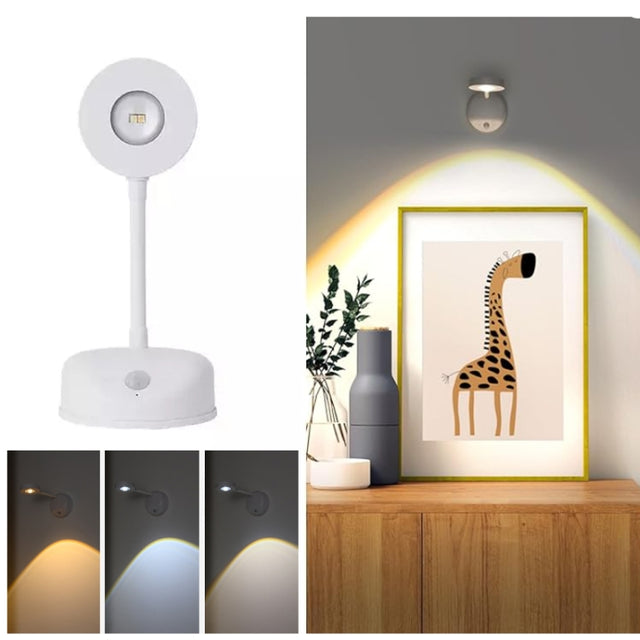 Rechargeable LED Motion Sensor Wireless Spotlight Dimmable Picture Light 2000mAH(White)