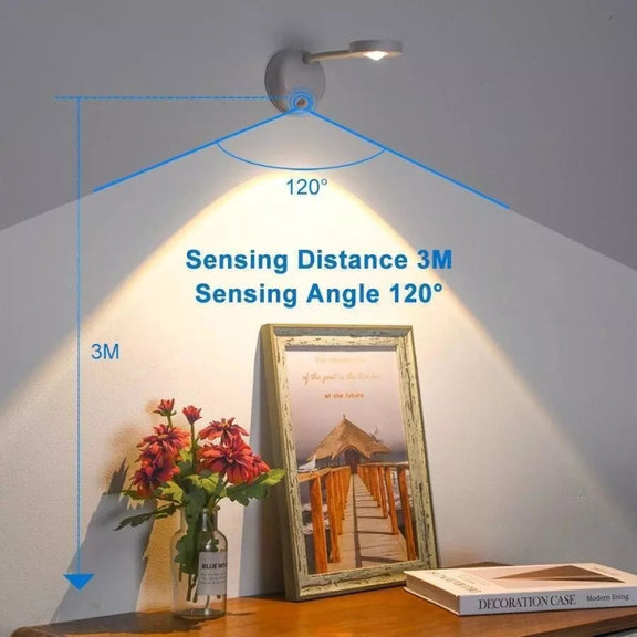 Rechargeable LED Motion Sensor Wireless Spotlight Dimmable Picture Light 1200mAH(White)