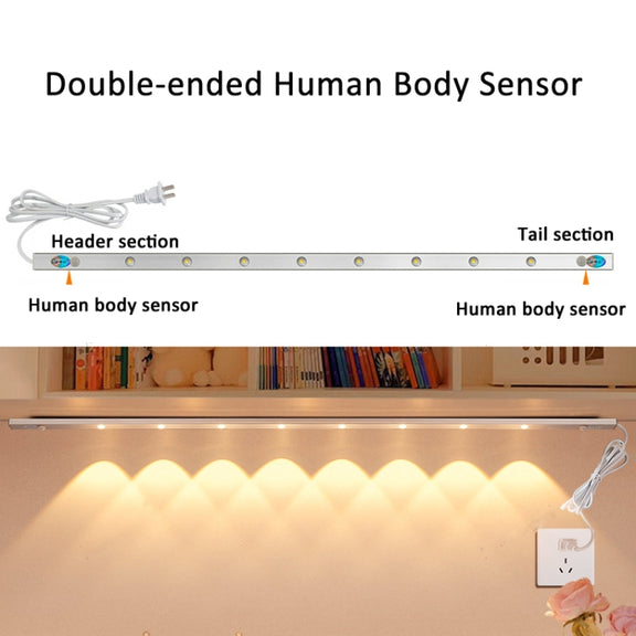 220V CN Plug Motion Sensor Wardrobe Cabinet Lamp LED Light Bar, Spec: White 40cm