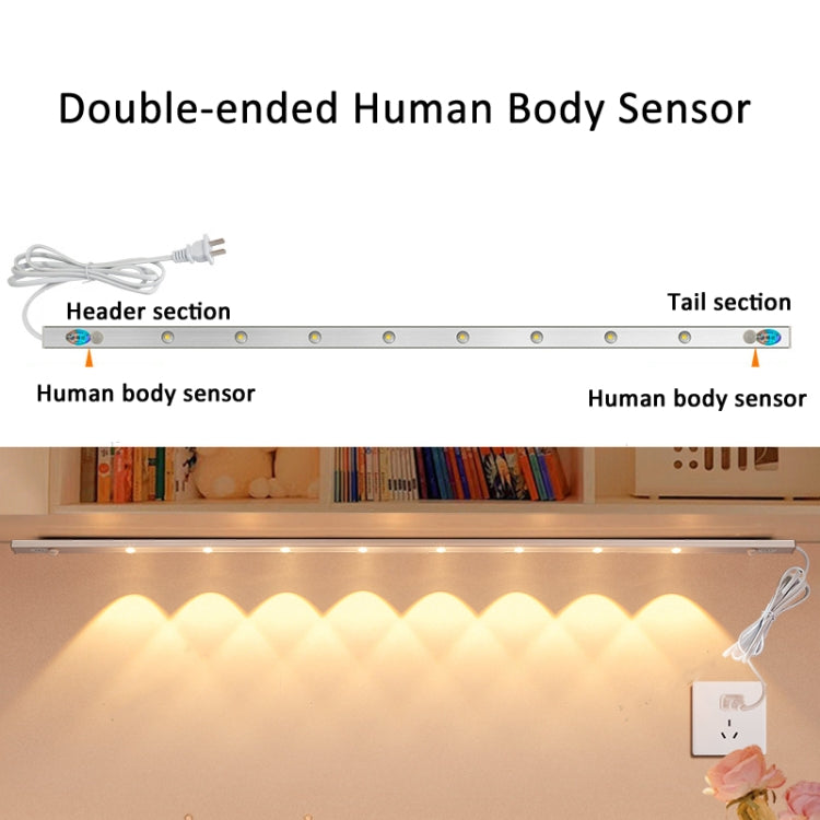 220V CN Plug Motion Sensor Wardrobe Cabinet Lamp LED Light Bar, Spec: White 40cm