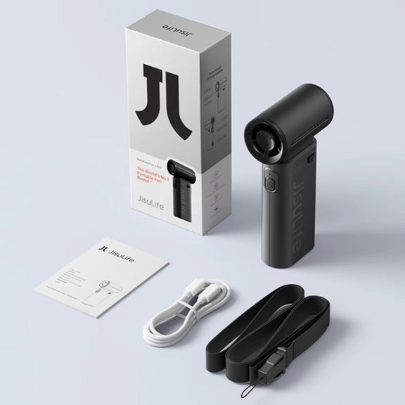 JisuLife High Speed Handheld Small Fan Mini Portable USB Rechargeable Desktop Cooling Electric Fan, Battery Capacity: 5000mAh(Gray)