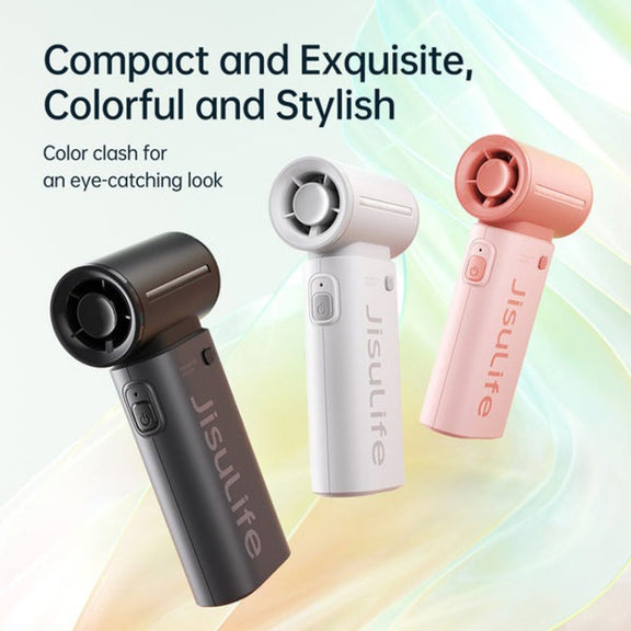 JisuLife High Speed Handheld Small Fan Mini Portable USB Rechargeable Desktop Cooling Electric Fan, Battery Capacity: 5000mAh(Gray)
