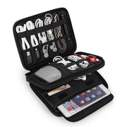 SM08 Large Capacity Water-resistant Portable Double-layer Digital Storage Bag, Size: L(Black)