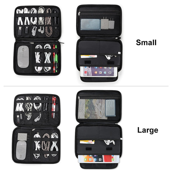 SM08 Large Capacity Water-resistant Portable Double-layer Digital Storage Bag, Size: L(Black)