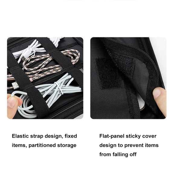 SM08 Large Capacity Water-resistant Portable Double-layer Digital Storage Bag, Size: L(Black)