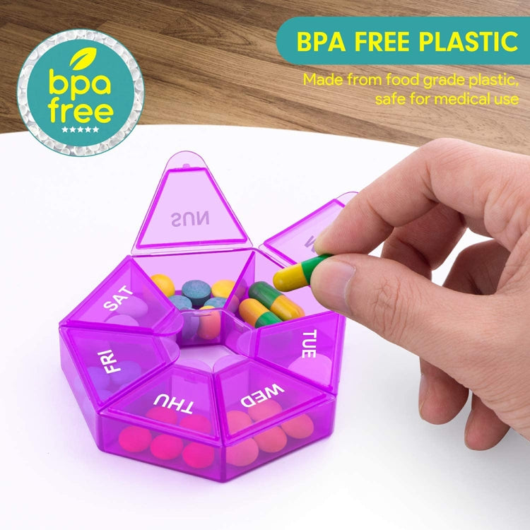 2pcs Portable Transparent Moisture-Proof Weekly 7-grids Pill Storage Box(Black) - free shipping - PMC TechLife - Order now!