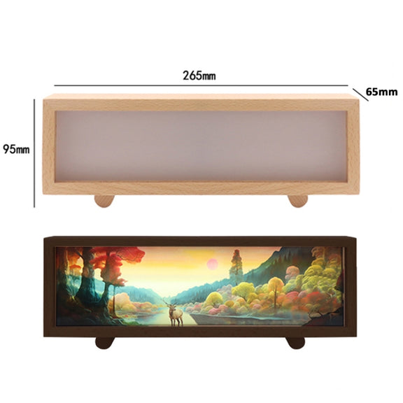 Warm Light Touch Control Wooden Acrylic Atmosphere Lightbox Decoration Painting Night Light(Beech)