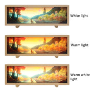 Warm Light Touch Control Wooden Acrylic Atmosphere Lightbox Decoration Painting Night Light(Beech)