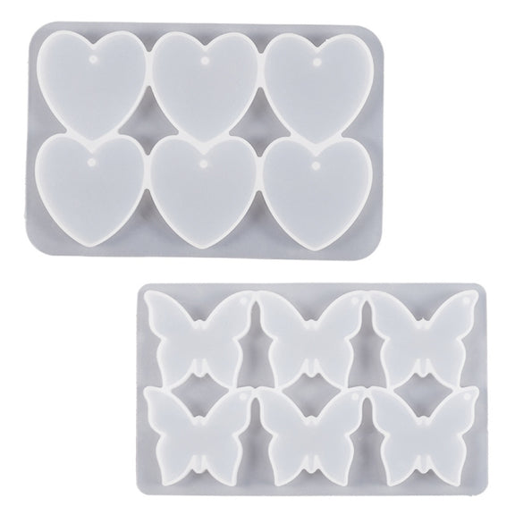 DIY Crystal Glue Heart Butterfly Pendant Keychain Ornament Silicone Mold(Heart)