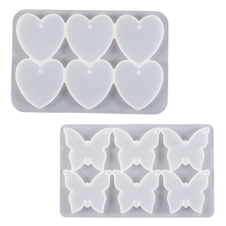 DIY Crystal Glue Heart Butterfly Pendant Keychain Ornament Silicone Mold(Heart)
