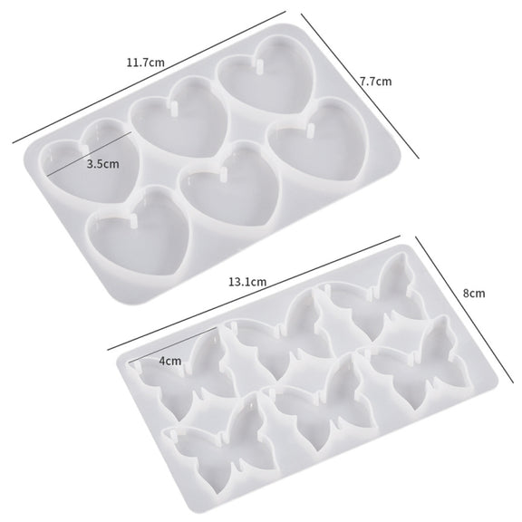 DIY Crystal Glue Heart Butterfly Pendant Keychain Ornament Silicone Mold(Butterfly)