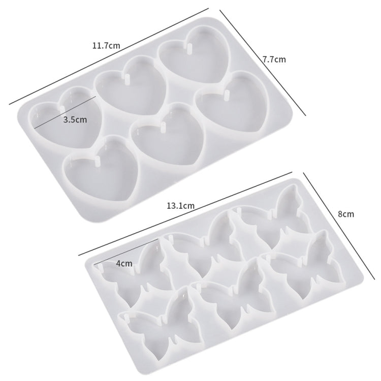 DIY Crystal Glue Heart Butterfly Pendant Keychain Ornament Silicone Mold(Butterfly)