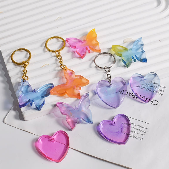 DIY Crystal Glue Heart Butterfly Pendant Keychain Ornament Silicone Mold(Butterfly)