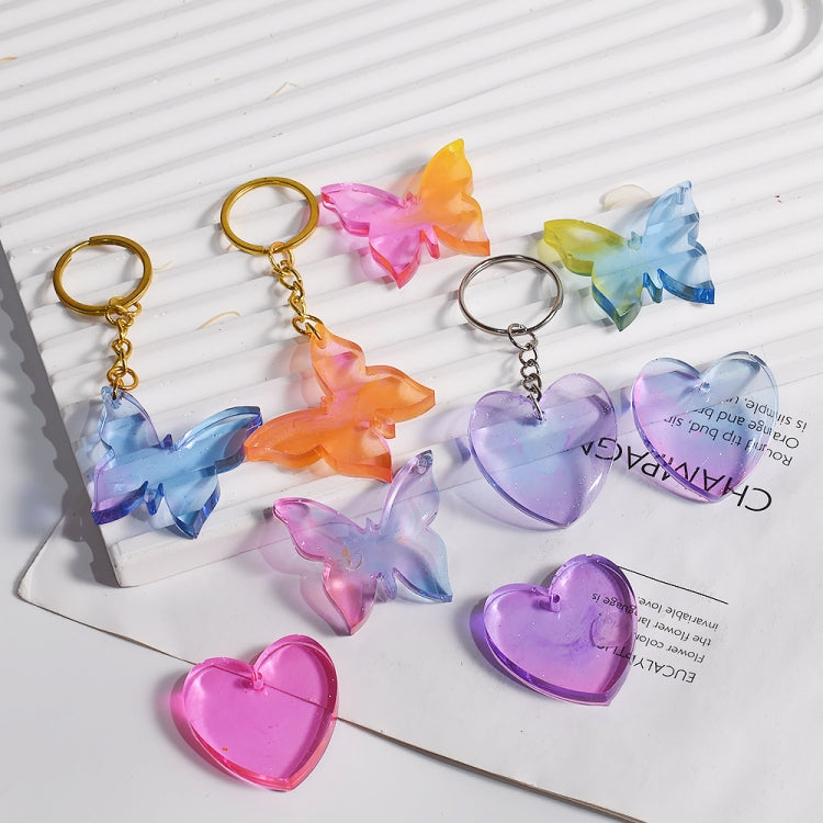 DIY Crystal Glue Heart Butterfly Pendant Keychain Ornament Silicone Mold(Heart)