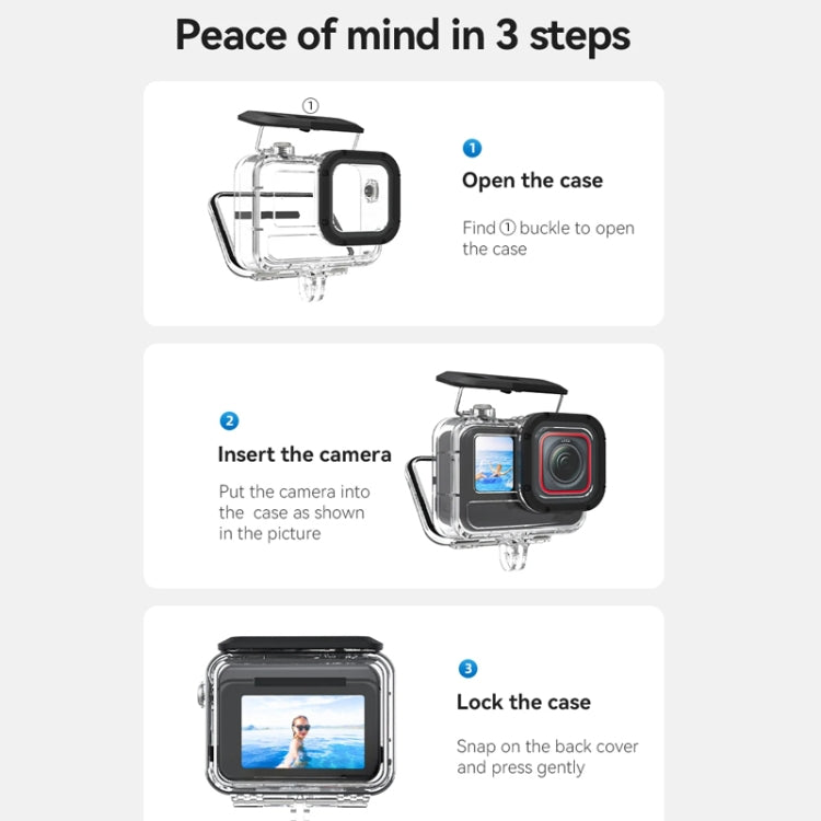 For Insta360 Ace Pro Camera TELESIN 45m Waterproof Case Underwater Diving Housing Cover - Case & Bags by TELESIN | Online Shopping South Africa | PMC TechLife | Buy Now Pay Later Mobicred