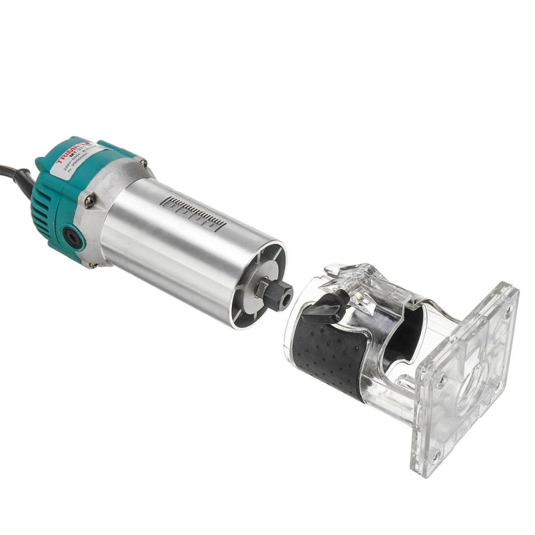 MOYI Aluminum Body Multifunctional Small Electric Woodworking Carving Slotting Trimming Machine, Specifications: 15 Milling Cutters US Plug