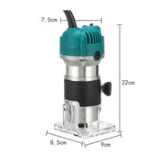 MOYI Aluminum Body Multifunctional Small Electric Woodworking Carving Slotting Trimming Machine, Specifications: 15 Milling Cutters EU Plug