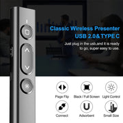 B2 2.4GHz Dual-Mode Conference PPT Wireless Page Turning Pen Multimedia Infrared Laser Pointer(White)