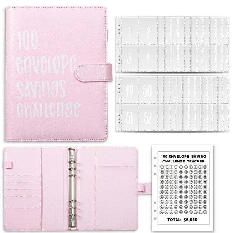 A5 100 Day Savings Challenge Envelope Budget Planner Binder Notebook Handbook, Color: Words Pink - Notebooks by PMC TechLife | Online Shopping South Africa | PMC TechLife | Buy Now Pay Later Mobicred
