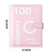 A5 100 Day Savings Challenge Envelope Budget Planner Binder Notebook Handbook, Color: Pattern Black