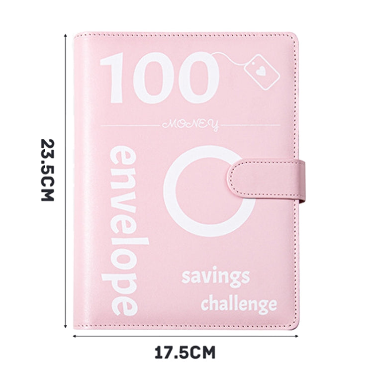 A5 100 Day Savings Challenge Envelope Budget Planner Binder Notebook Handbook, Color: Pattern Pink