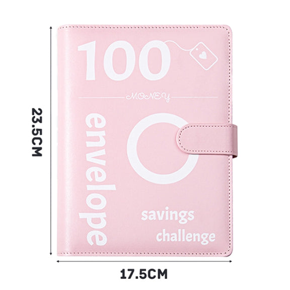 A5 100 Day Savings Challenge Envelope Budget Planner Binder Notebook Handbook, Color: Pattern Blue