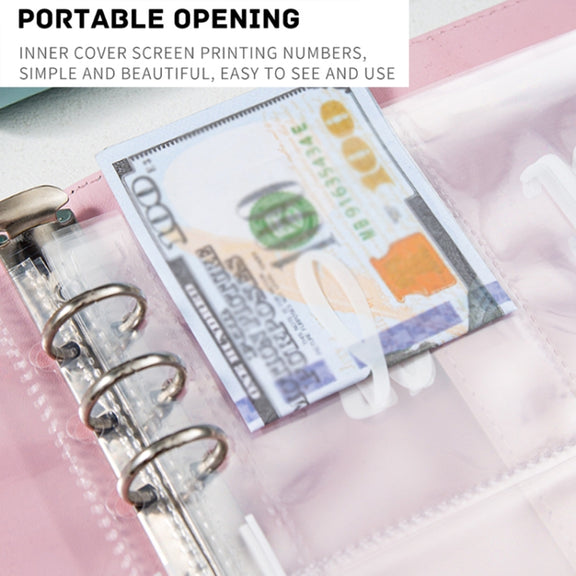 A5 100 Day Savings Challenge Envelope Budget Planner Binder Notebook Handbook, Color: Words Pink