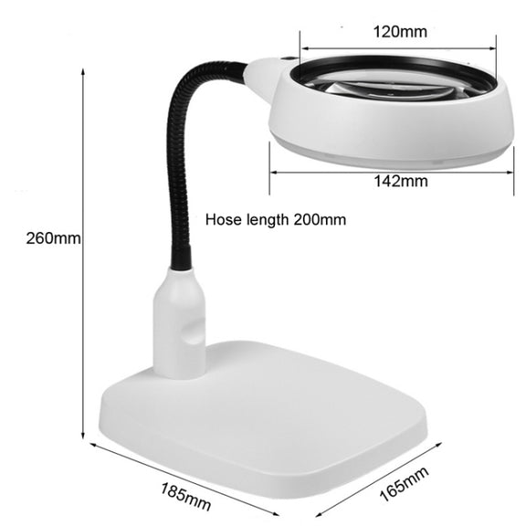 Desktop With 21 LED Lights 10X HD Reading Repair Metal Hose Magnifier(EU Plug)