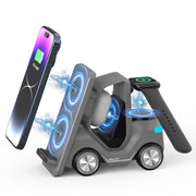 T20S 3-In-1 15W Small Forklift-Shaped Desktop Wireless Charger With LED Atmosphere Light(Gray)