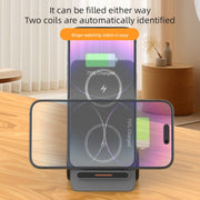T20S 3-In-1 15W Small Forklift-Shaped Desktop Wireless Charger With LED Atmosphere Light(White)