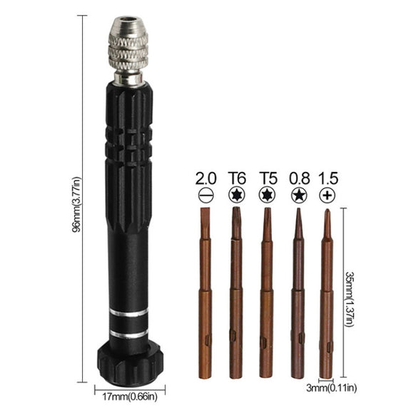 5 In 1 Aluminum Alloy Screwdriver Cell Phone Disassembly And Repair Tools(Black)
