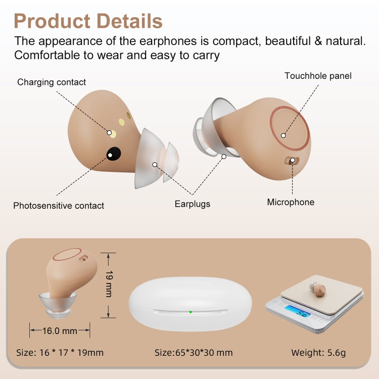 Z-26D1 Digital DSP In-ear TWS Invisible Hearing Aid Rechargeable Touch Control Sound Amplifier(Skin Color) - free shipping - PMC Jewellery - Order now!
