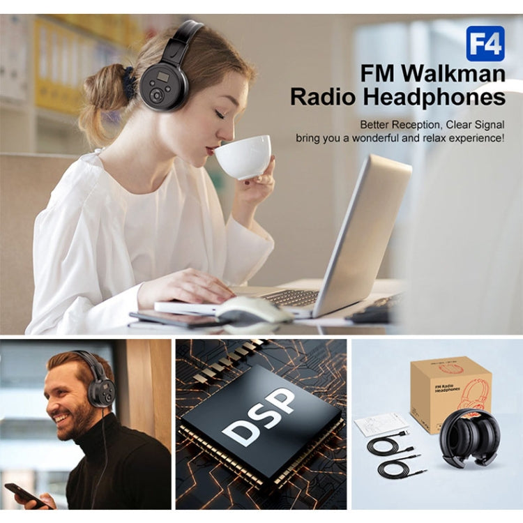 F4 Digital Display Automatic Scanning Foldable FM Radio Headphone, Spec: Charging Version - Radio Player by PMC TechLife | Online Shopping South Africa | PMC TechLife | Buy Now Pay Later Mobicred