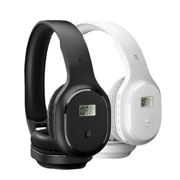 A8 Charging Version Portable Digital Display FM Headphone(Black)