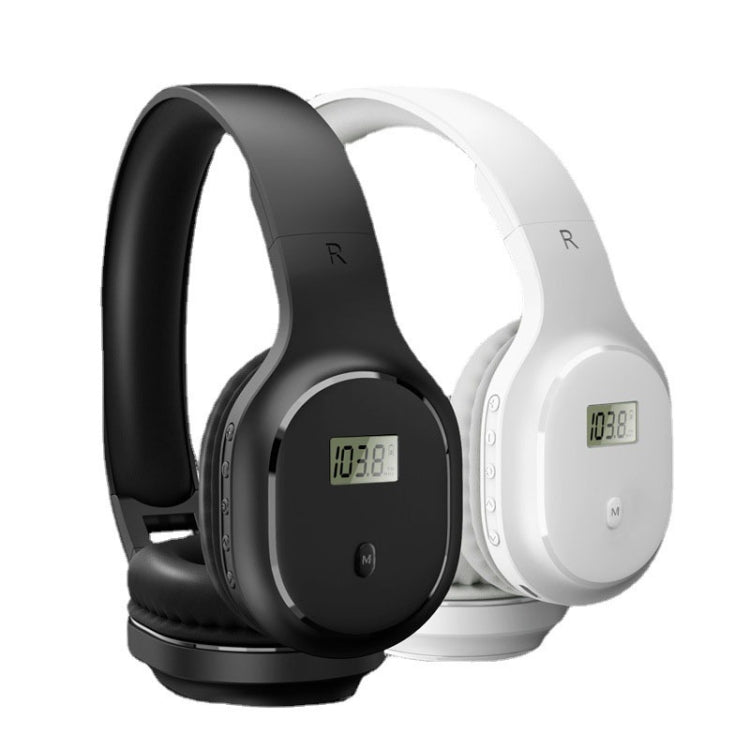 A8 Charging Version Portable Digital Display FM Headphone(Black)