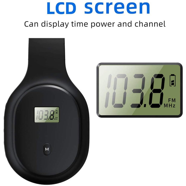 A8 Charging Version Portable Digital Display FM Headphone(Black)