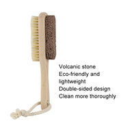 Double-Sided Foot Grinder Pig Bristle Brush Wooden Cleaning Massage Small Brush(Original Color)