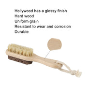 Double-Sided Foot Grinder Pig Bristle Brush Wooden Cleaning Massage Small Brush(Original Color)