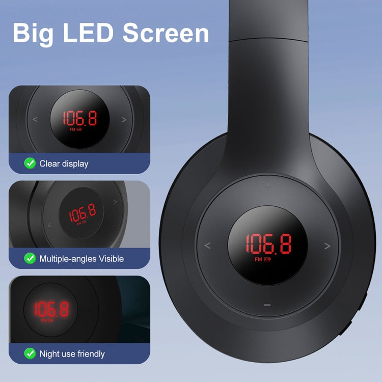 X5 Portable Digital Display Folding Headset FM Radio Headphones, Color: Charging Black - Radio Player by PMC TechLife | Online Shopping South Africa | PMC TechLife | Buy Now Pay Later Mobicred