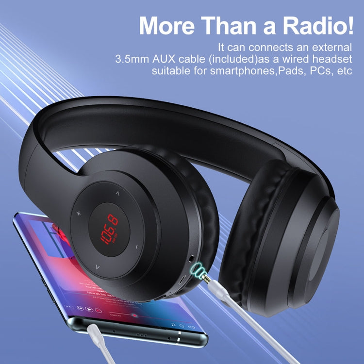 X5 Portable Digital Display Folding Headset FM Radio Headphones, Color: Charging White - Radio Player by PMC TechLife | Online Shopping South Africa | PMC TechLife | Buy Now Pay Later Mobicred