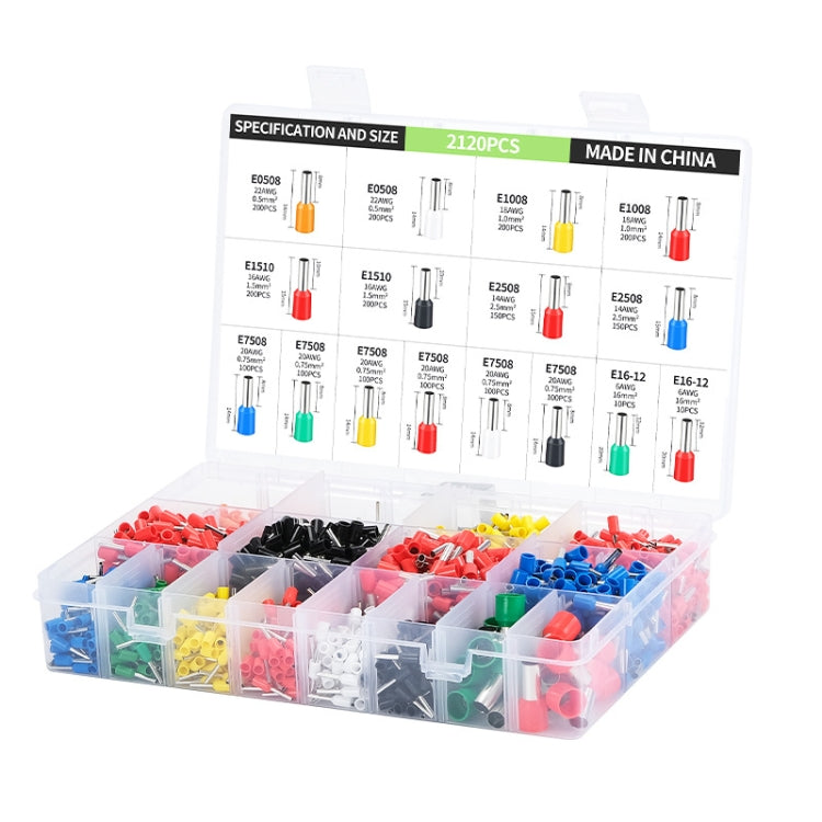 2120pcs /Set 0.5-16MM European Style Tube Type Wiring Cold Press Terminal Set(Terminal Box Package) - Booster Cable & Clip by PMC Jewellery | Online Shopping South Africa | PMC Jewellery | Buy Now Pay Later Mobicred