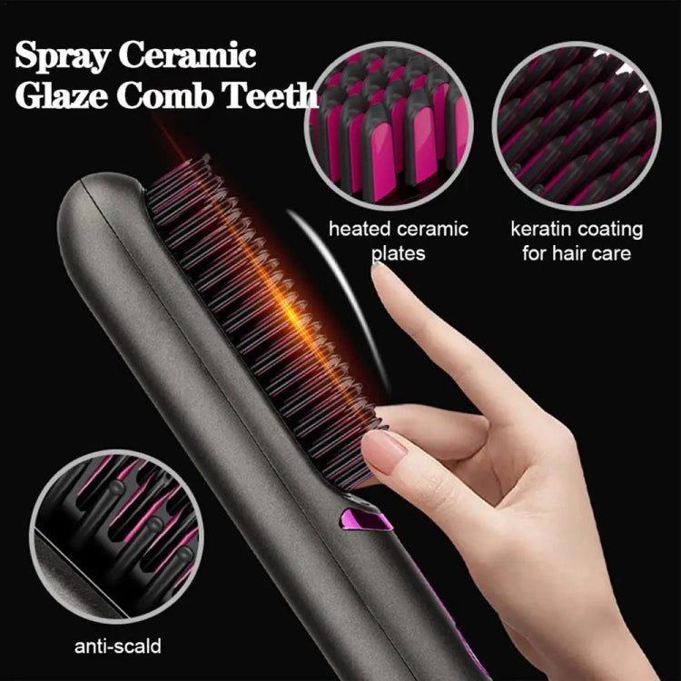 Wireless Hair Straightening Comb USB Charging Curling Iron(Black) - free shipping - PMC TechLife - Order now!