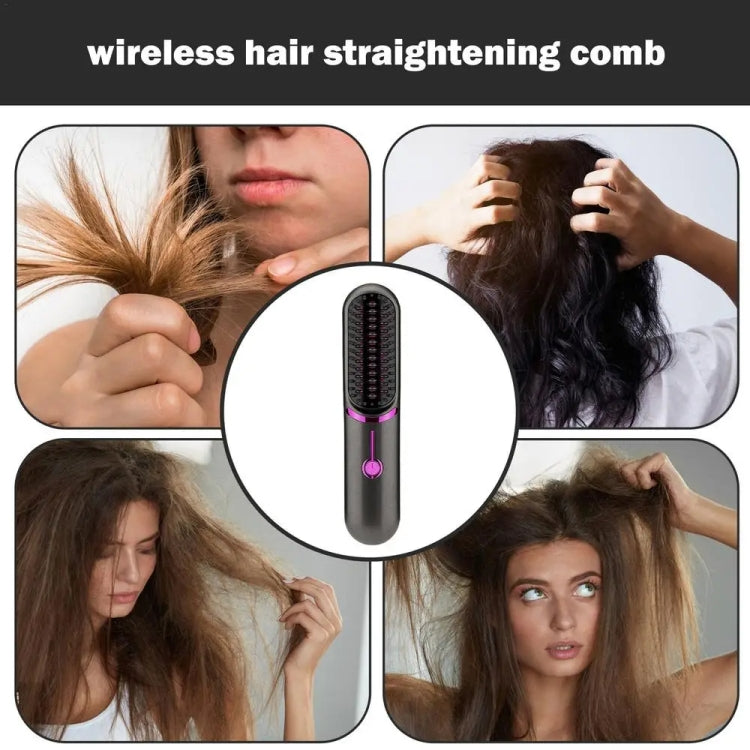 Wireless Hair Straightening Comb USB Charging Curling Iron(Gray) - free shipping - PMC TechLife - Order now!