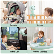 JisuLife Stroller Fan Life2S High Speed Energy Saving Stroller Mini Fan Octopus Bladeless Swingable Head Air Purifying Fan(Mint Green)