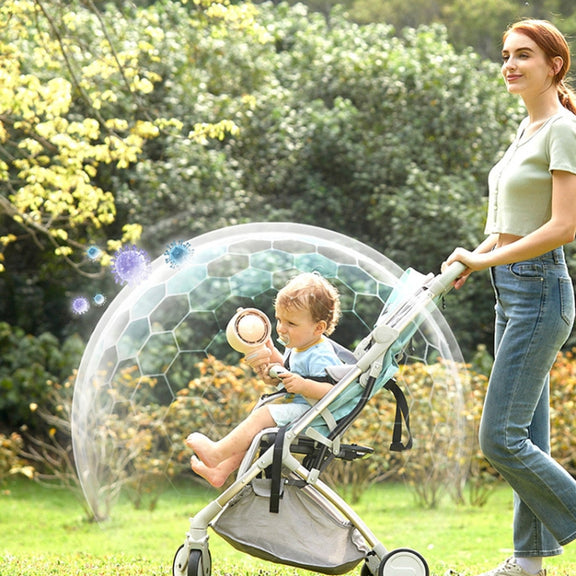 JisuLife Stroller Fan Life2S High Speed Energy Saving Stroller Mini Fan Octopus Bladeless Swingable Head Air Purifying Fan(Mint Green)