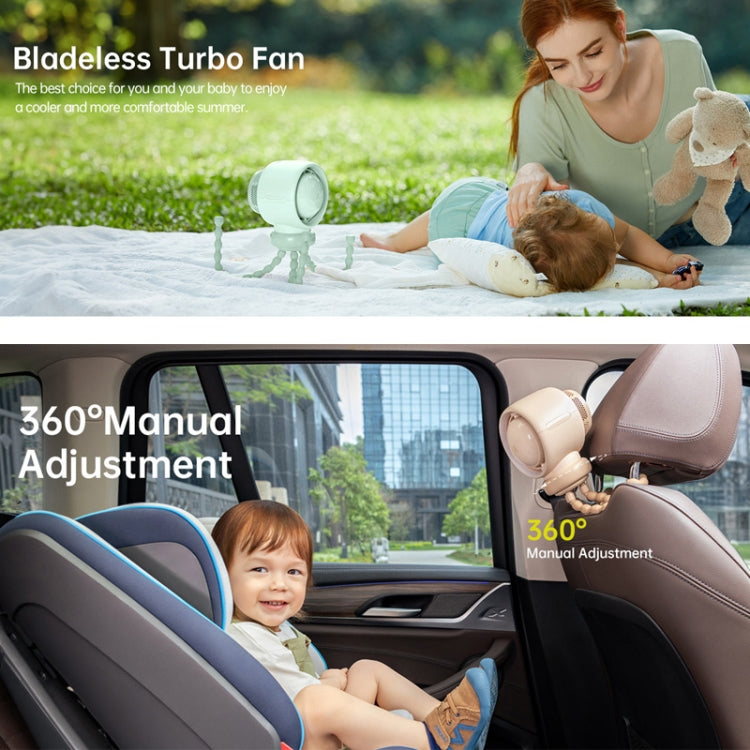JisuLife Stroller Fan Life2 Stroller Octopus Fan High Speed Portable Desktop Clip Fan(Mint Green)