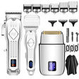 3pcs /Set Men Home Hair Salon High-power Hair Clipper(Silver) - free shipping - PMC TechLife - Order now!