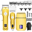 3pcs /Set Men Home Hair Salon High-power Hair Clipper(Gold) - free shipping - PMC TechLife - Order now!