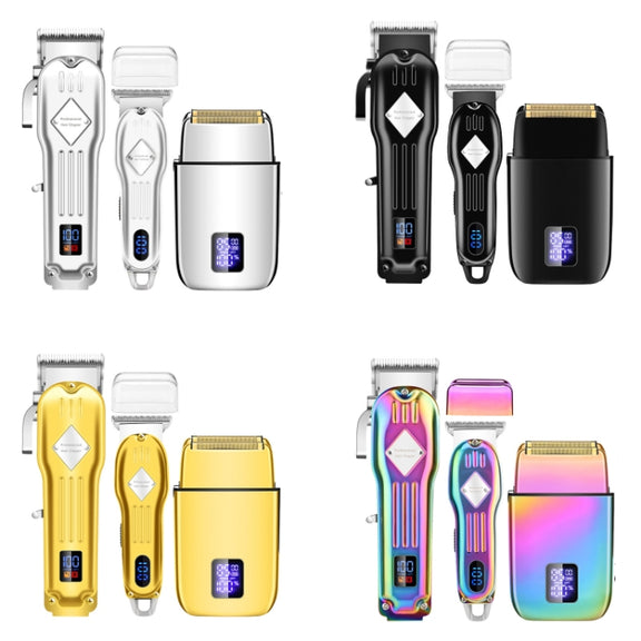 3pcs /Set Men Home Hair Salon High-power Hair Clipper(Colorful)