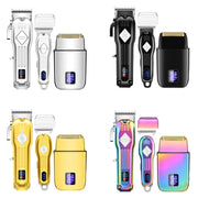 3pcs /Set Men Home Hair Salon High-power Hair Clipper(Black)